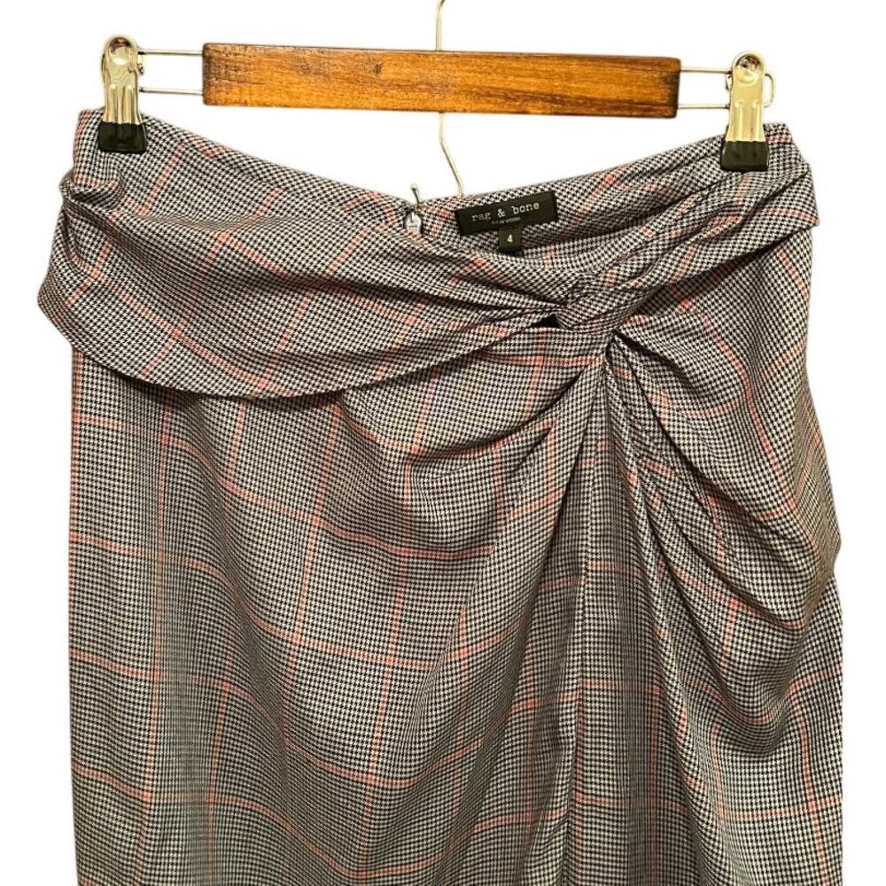 RAG & BONE Amber Plaid Silk Skirt In Grey Size 4 - Picture 2 of 6